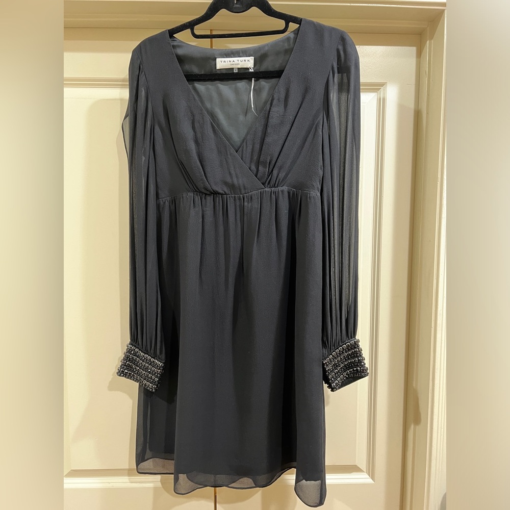 Trina Turk Black Silk Chiffon Cocktail Dress | Size 6 🖤